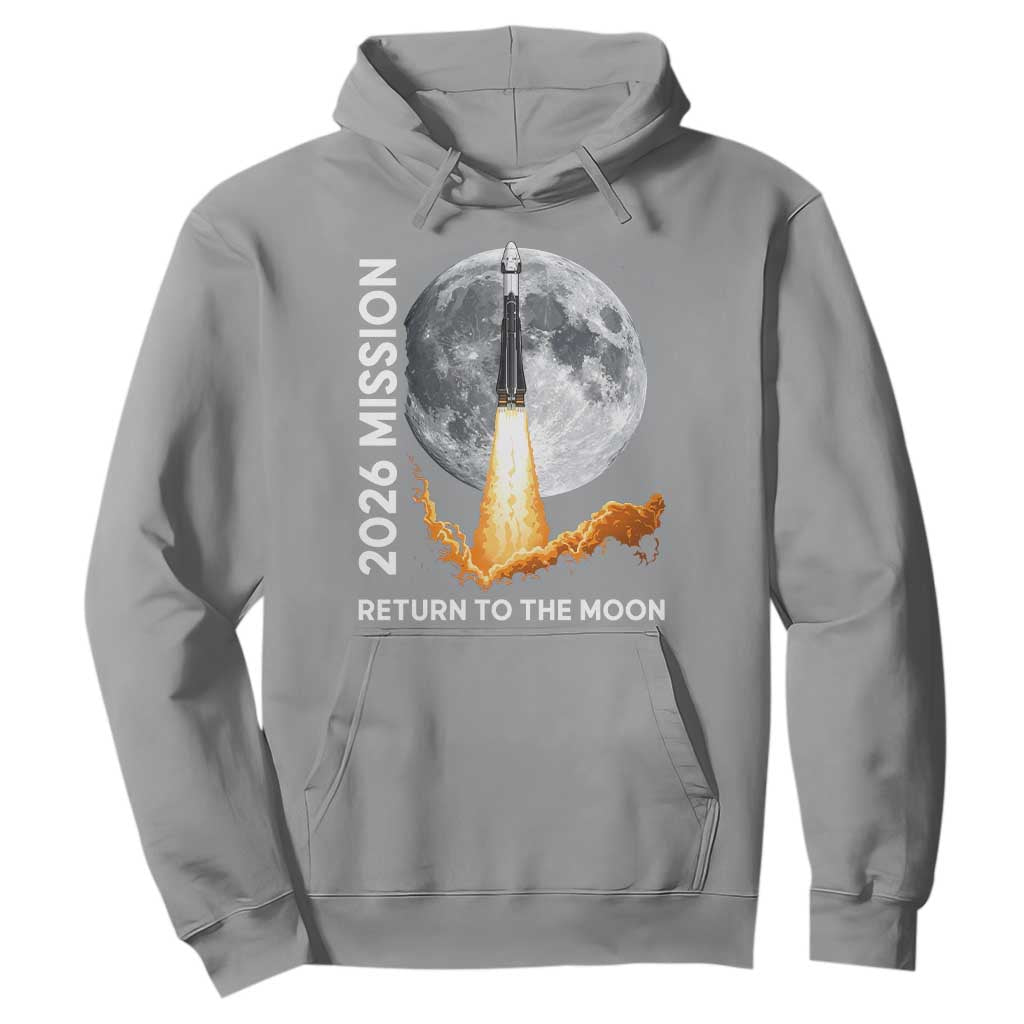 2026 Return to the Moon Mission Hoodie Realistic Rocket Launch Lunar Graphic Space Exploration TS02 Sport Gray Print Your Wear