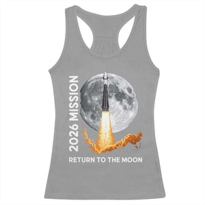 2026 Return to the Moon Mission Racerback Tank Top Realistic Rocket Launch Lunar Graphic Space Exploration TS02 Sport Gray Print Your Wear