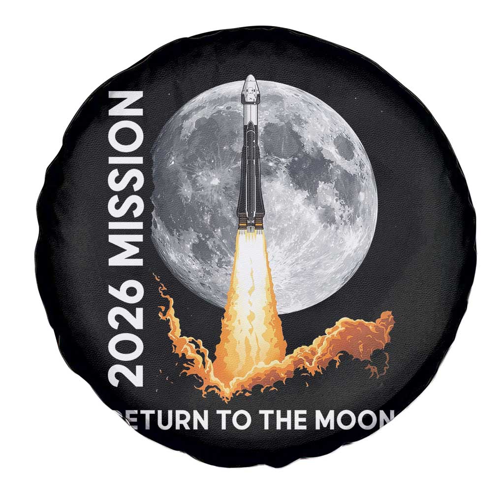 2026 Return to the Moon Mission Spare Tire Cover Realistic Rocket Launch Lunar Graphic Space Exploration TS02 Print Your Wear
