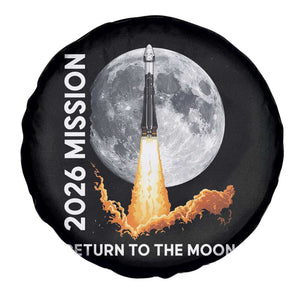 2026 Return to the Moon Mission Spare Tire Cover Realistic Rocket Launch Lunar Graphic Space Exploration TS02 Print Your Wear