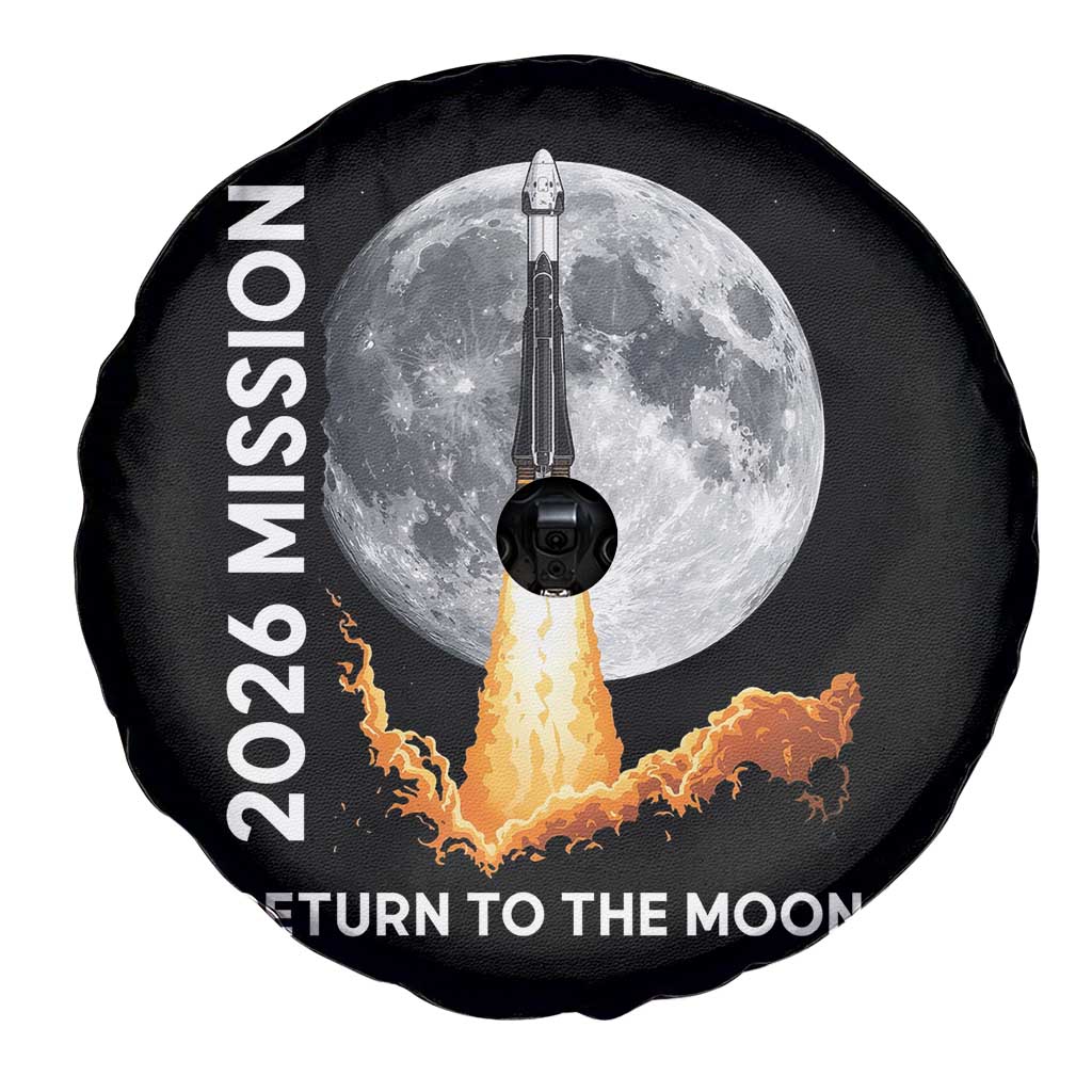 2026 Return to the Moon Mission Spare Tire Cover Realistic Rocket Launch Lunar Graphic Space Exploration TS02 Print Your Wear
