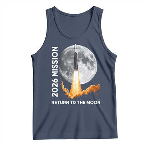 2026 Return to the Moon Mission Tank Top Realistic Rocket Launch Lunar Graphic Space Exploration TS02 Navy Print Your Wear