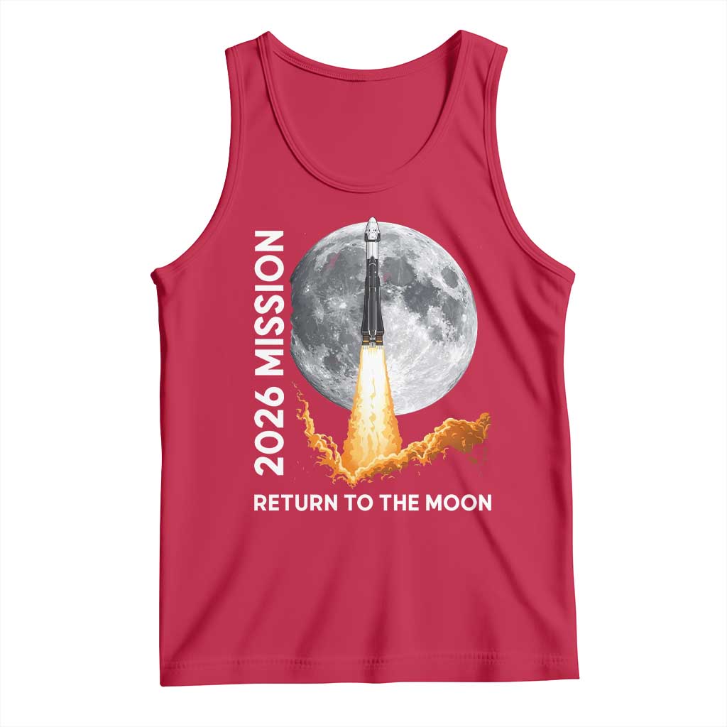 2026 Return to the Moon Mission Tank Top Realistic Rocket Launch Lunar Graphic Space Exploration TS02 Red Print Your Wear