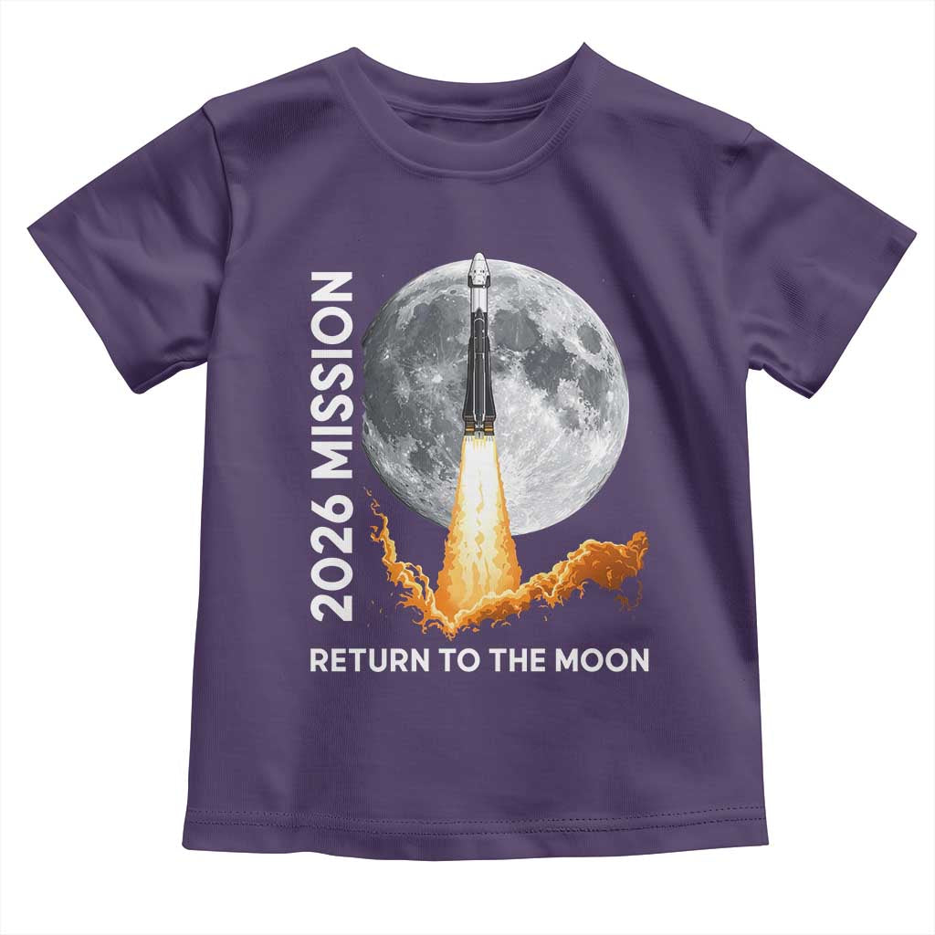 2026 Return to the Moon Mission Toddler T Shirt Realistic Rocket Launch Lunar Graphic Space Exploration TS02 Purple Print Your Wear