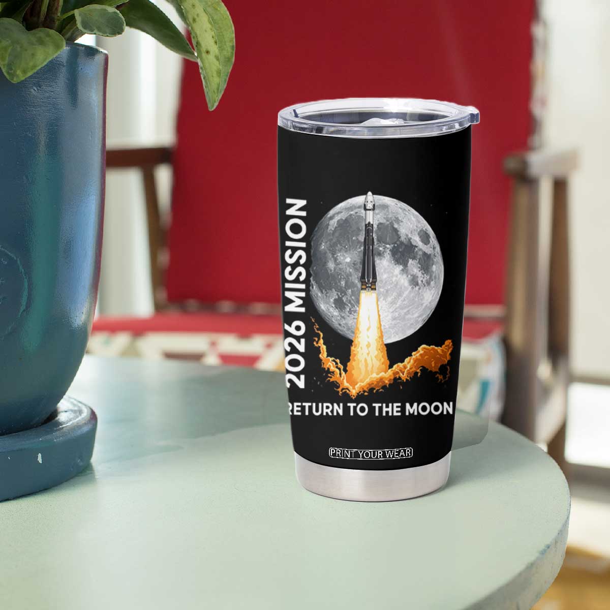 2026 Return to the Moon Mission Tumbler Cup Realistic Rocket Launch Lunar Graphic Space Exploration TS02 Print Your Wear