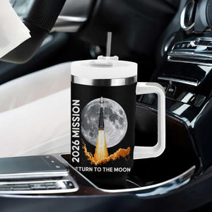 2026 Return to the Moon Mission Tumbler With Handle Realistic Rocket Launch Lunar Graphic Space Exploration TS02 Print Your Wear