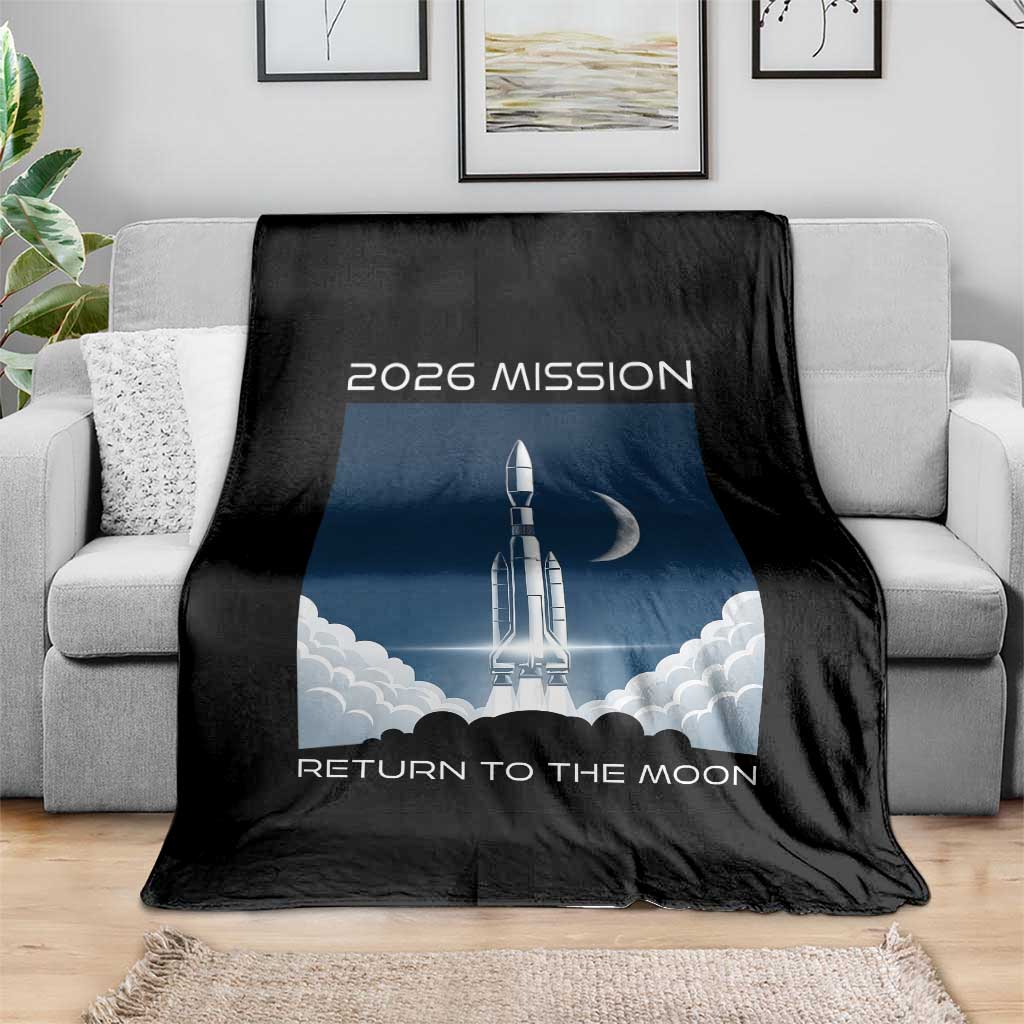Future Lunar Mission 2026 Throw Blanket Rocket Launch Lunar Orbit Space Exploration TS02 Print Your Wear