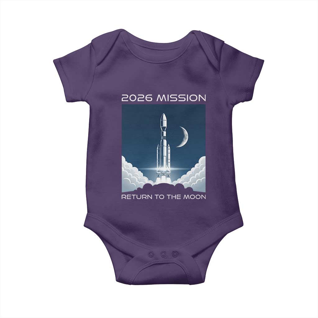 Future Lunar Mission 2026 Baby Onesie Rocket Launch Lunar Orbit Space Exploration TS02 Purple Print Your Wear