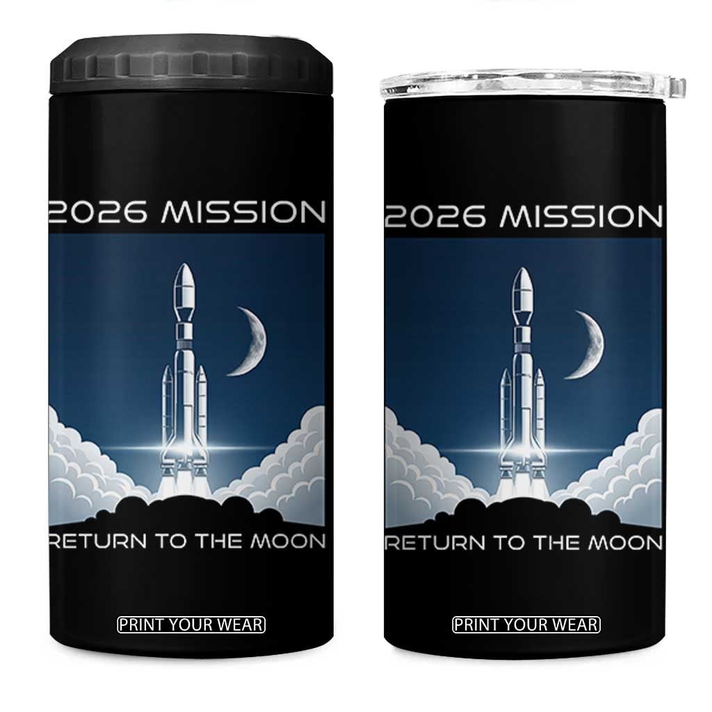 Future Lunar Mission 2026 4 in 1 Can Cooler Tumbler Rocket Launch Lunar Orbit Space Exploration TS02 One Size: 16 oz Black Print Your Wear