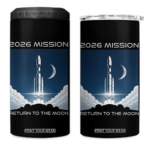 Future Lunar Mission 2026 4 in 1 Can Cooler Tumbler Rocket Launch Lunar Orbit Space Exploration TS02 One Size: 16 oz Black Print Your Wear