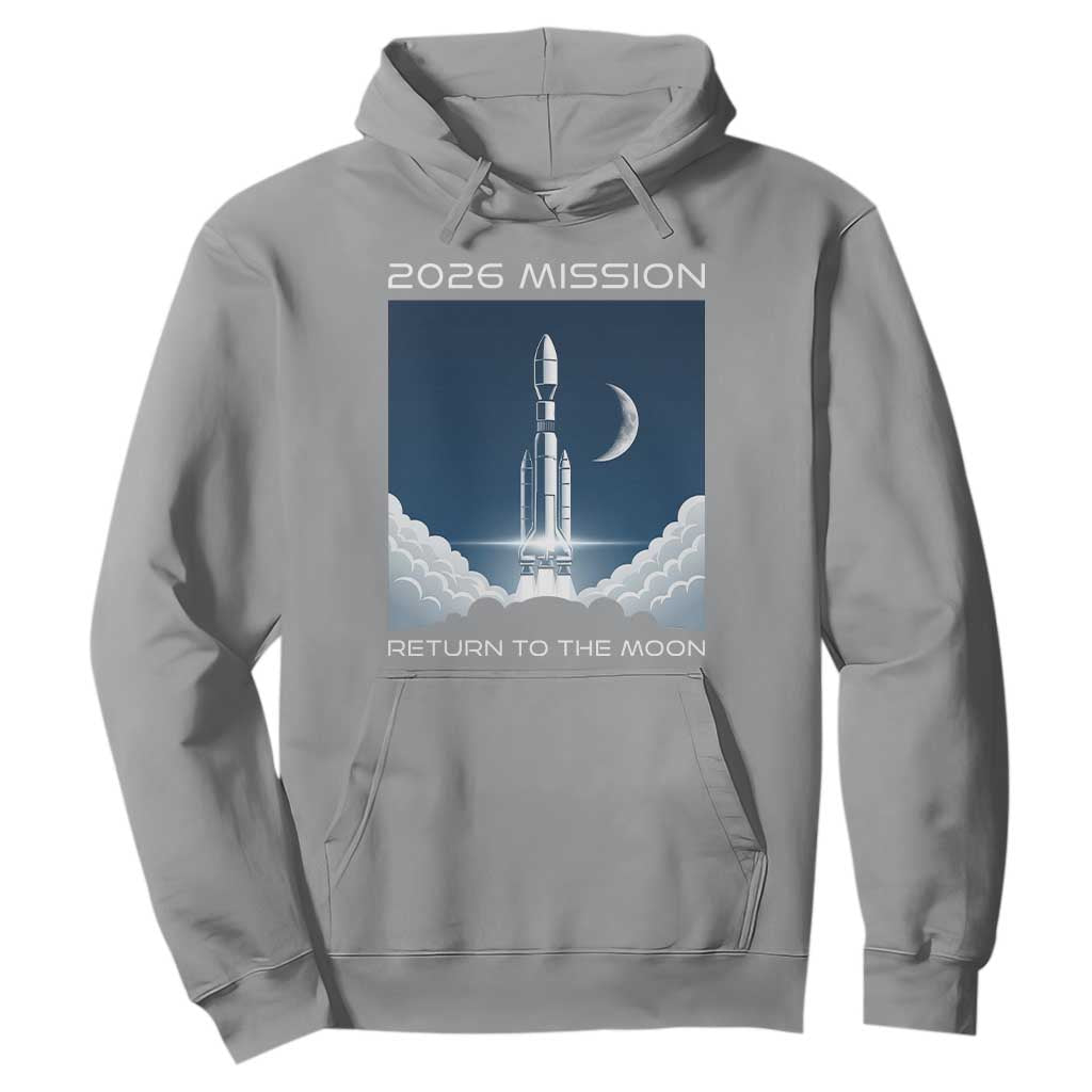 Future Lunar Mission 2026 Hoodie Rocket Launch Lunar Orbit Space Exploration TS02 Sport Gray Print Your Wear