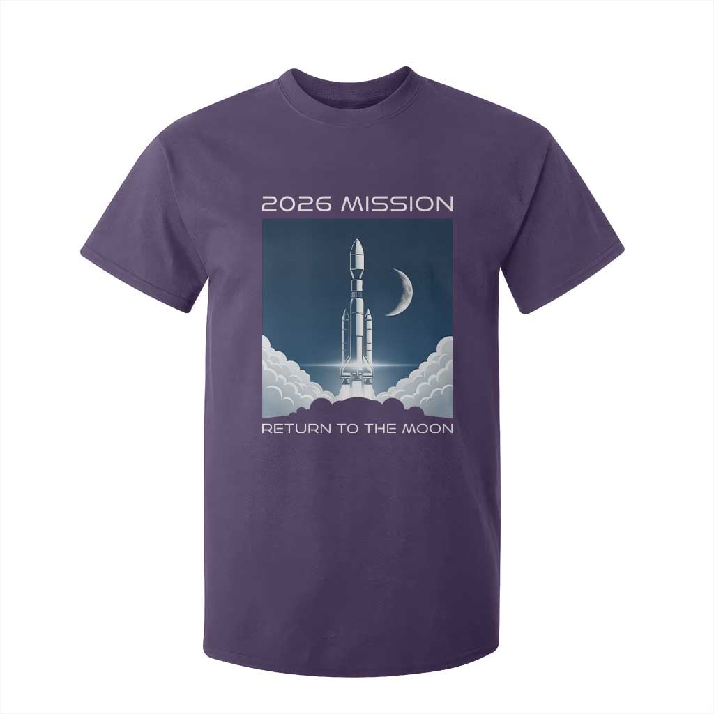Future Lunar Mission 2026 T Shirt For Kid Rocket Launch Lunar Orbit Space Exploration TS02 Purple Print Your Wear
