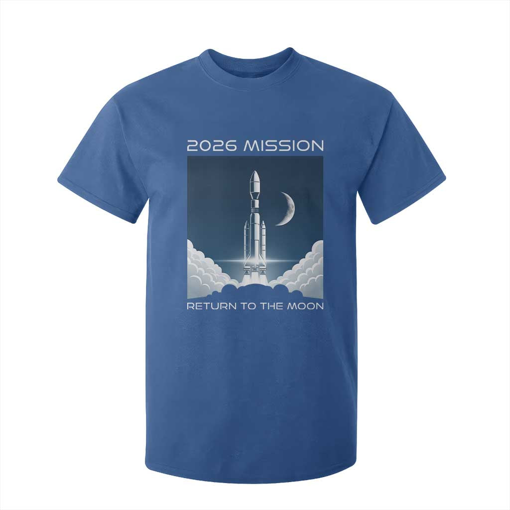 Future Lunar Mission 2026 T Shirt For Kid Rocket Launch Lunar Orbit Space Exploration TS02 Royal Blue Print Your Wear