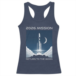 Future Lunar Mission 2026 Racerback Tank Top Rocket Launch Lunar Orbit Space Exploration TS02 Navy Print Your Wear
