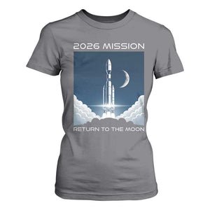 Future Lunar Mission 2026 T Shirt For Women Rocket Launch Lunar Orbit Space Exploration TS02 Charcoal Print Your Wear