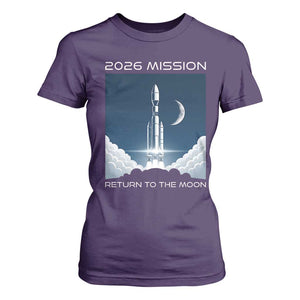Future Lunar Mission 2026 T Shirt For Women Rocket Launch Lunar Orbit Space Exploration TS02 Purple Print Your Wear