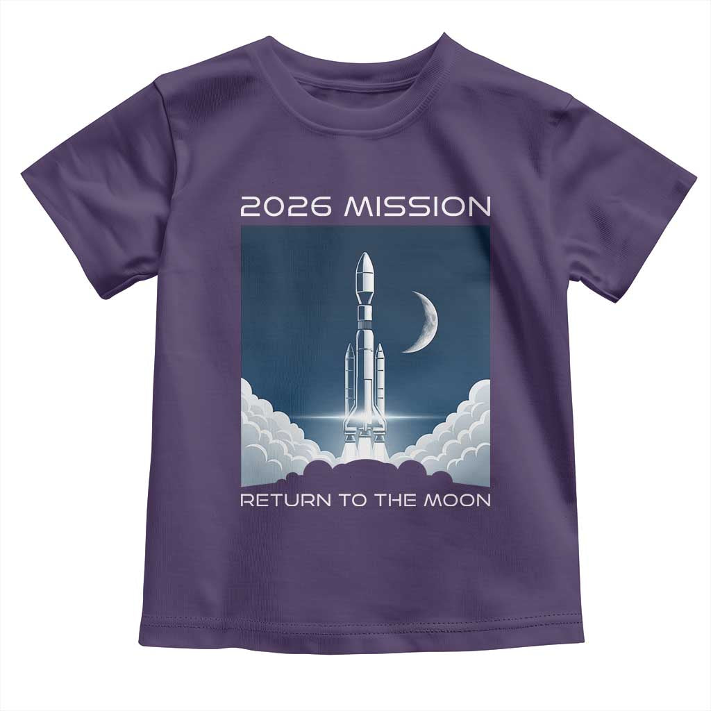 Future Lunar Mission 2026 Toddler T Shirt Rocket Launch Lunar Orbit Space Exploration TS02 Purple Print Your Wear