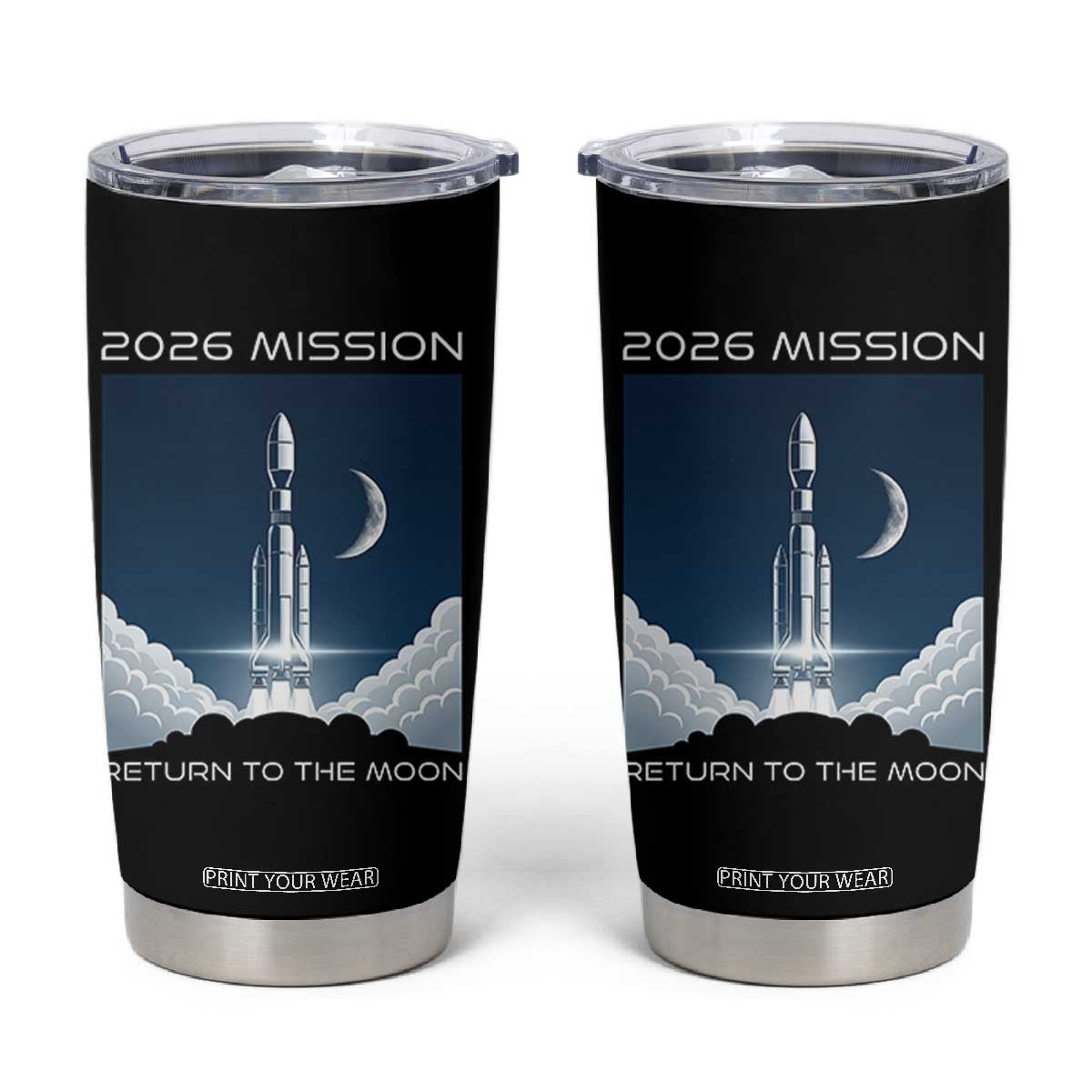 Future Lunar Mission 2026 Tumbler Cup Rocket Launch Lunar Orbit Space Exploration TS02 Black Print Your Wear