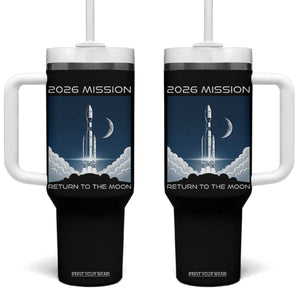 Future Lunar Mission 2026 Tumbler With Handle Rocket Launch Lunar Orbit Space Exploration TS02 One Size: 40 oz Black Print Your Wear