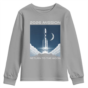 Future Lunar Mission 2026 Youth Sweatshirt Rocket Launch Lunar Orbit Space Exploration TS02 Sport Gray Print Your Wear
