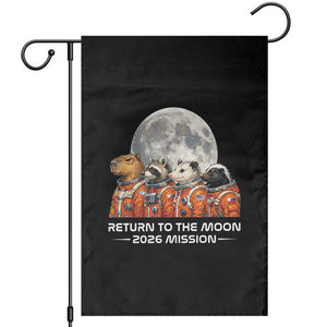 2026 Mission Lunar Orbit Animal Crew Garden Flag Funny Capybara Raccoon Opossum Skunk Astronauts TS02 Black Print Your Wear