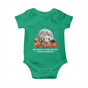 2026 Mission Lunar Orbit Animal Crew Baby Onesie Funny Capybara Raccoon Opossum Skunk Astronauts TS02 Irish Green Print Your Wear