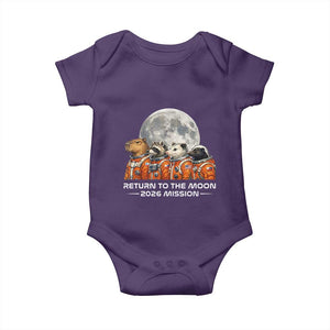 2026 Mission Lunar Orbit Animal Crew Baby Onesie Funny Capybara Raccoon Opossum Skunk Astronauts TS02 Purple Print Your Wear