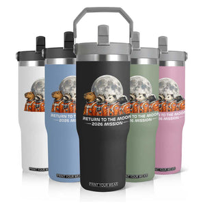 2026 Mission Lunar Orbit Animal Crew Flip Straw Tumbler Funny Capybara Raccoon Opossum Skunk Astronauts TS02 Print Your Wear