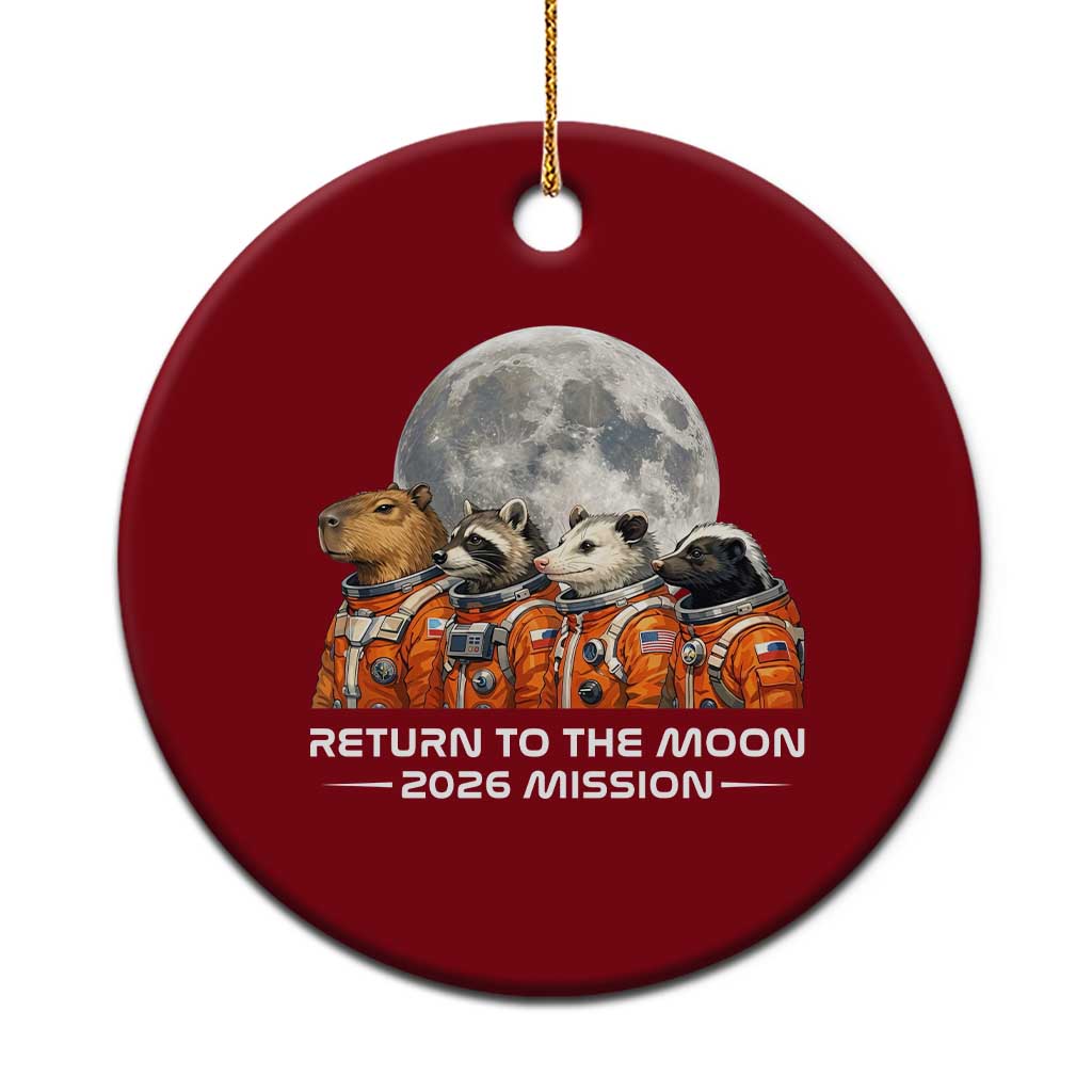 2026 Mission Lunar Orbit Animal Crew Ceramic Ornament Funny Capybara Raccoon Opossum Skunk Astronauts TS02 1pc Red Print Your Wear