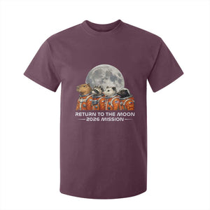 2026 Mission Lunar Orbit Animal Crew T Shirt For Kid Funny Capybara Raccoon Opossum Skunk Astronauts TS02 Maroon Print Your Wear