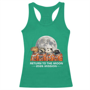 2026 Mission Lunar Orbit Animal Crew Racerback Tank Top Funny Capybara Raccoon Opossum Skunk Astronauts TS02 Irish Green Print Your Wear