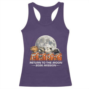 2026 Mission Lunar Orbit Animal Crew Racerback Tank Top Funny Capybara Raccoon Opossum Skunk Astronauts TS02 Purple Print Your Wear