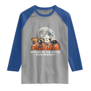 2026 Mission Lunar Orbit Animal Crew Raglan Shirt Funny Capybara Raccoon Opossum Skunk Astronauts TS02 Sport Gray Royal Print Your Wear