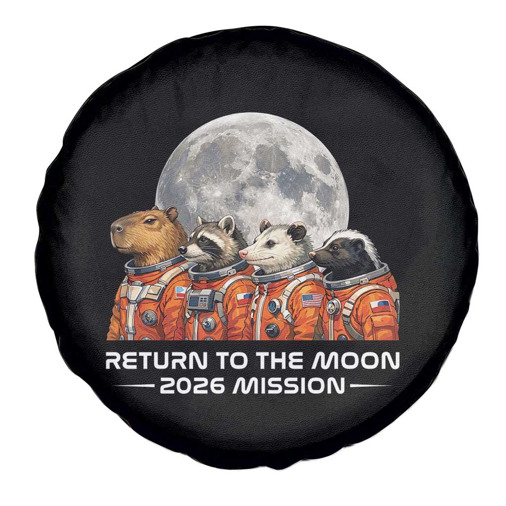 2026 Mission Lunar Orbit Animal Crew Spare Tire Cover Funny Capybara Raccoon Opossum Skunk Astronauts TS02 Print Your Wear