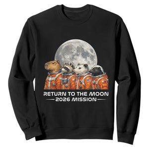 2026 Mission Lunar Orbit Animal Crew Sweatshirt Funny Capybara Raccoon Opossum Skunk Astronauts TS02 Black Print Your Wear