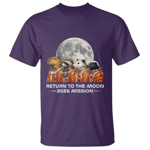 2026 Mission Lunar Orbit Animal Crew T Shirt Funny Capybara Raccoon Opossum Skunk Astronauts TS02 Purple Print Your Wear