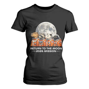 2026 Mission Lunar Orbit Animal Crew T Shirt For Women Funny Capybara Raccoon Opossum Skunk Astronauts TS02 Black Print Your Wear