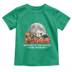 2026 Mission Lunar Orbit Animal Crew Toddler T Shirt Funny Capybara Raccoon Opossum Skunk Astronauts TS02 Irish Green Print Your Wear