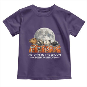2026 Mission Lunar Orbit Animal Crew Toddler T Shirt Funny Capybara Raccoon Opossum Skunk Astronauts TS02 Purple Print Your Wear