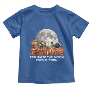 2026 Mission Lunar Orbit Animal Crew Toddler T Shirt Funny Capybara Raccoon Opossum Skunk Astronauts TS02 Royal Blue Print Your Wear