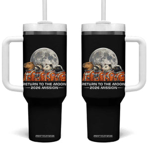 2026 Mission Lunar Orbit Animal Crew Tumbler With Handle Funny Capybara Raccoon Opossum Skunk Astronauts TS02 One Size: 40 oz Black Print Your Wear