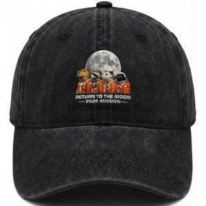 2026 Mission Lunar Orbit Animal Crew Washed Cotton Baseball Cap Funny Capybara Raccoon Opossum Skunk Astronauts TS02 Print Your Wear