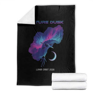 Future Dusk Lunar Orbit 2026 Throw Blanket Cosmic Nebula Astronaut n Satellite Space Exploration TS02 Black Print Your Wear