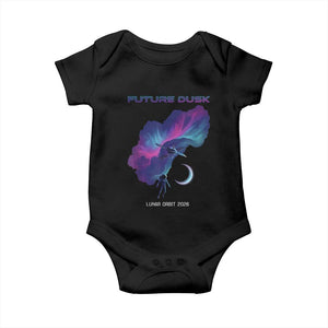 Future Dusk Lunar Orbit 2026 Baby Onesie Cosmic Nebula Astronaut n Satellite Space Exploration TS02 Black Print Your Wear