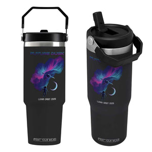 Future Dusk Lunar Orbit 2026 Flip Straw Tumbler Cosmic Nebula Astronaut n Satellite Space Exploration TS02 One Size: 30 oz Black Print Your Wear