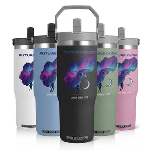 Future Dusk Lunar Orbit 2026 Flip Straw Tumbler Cosmic Nebula Astronaut n Satellite Space Exploration TS02 Print Your Wear
