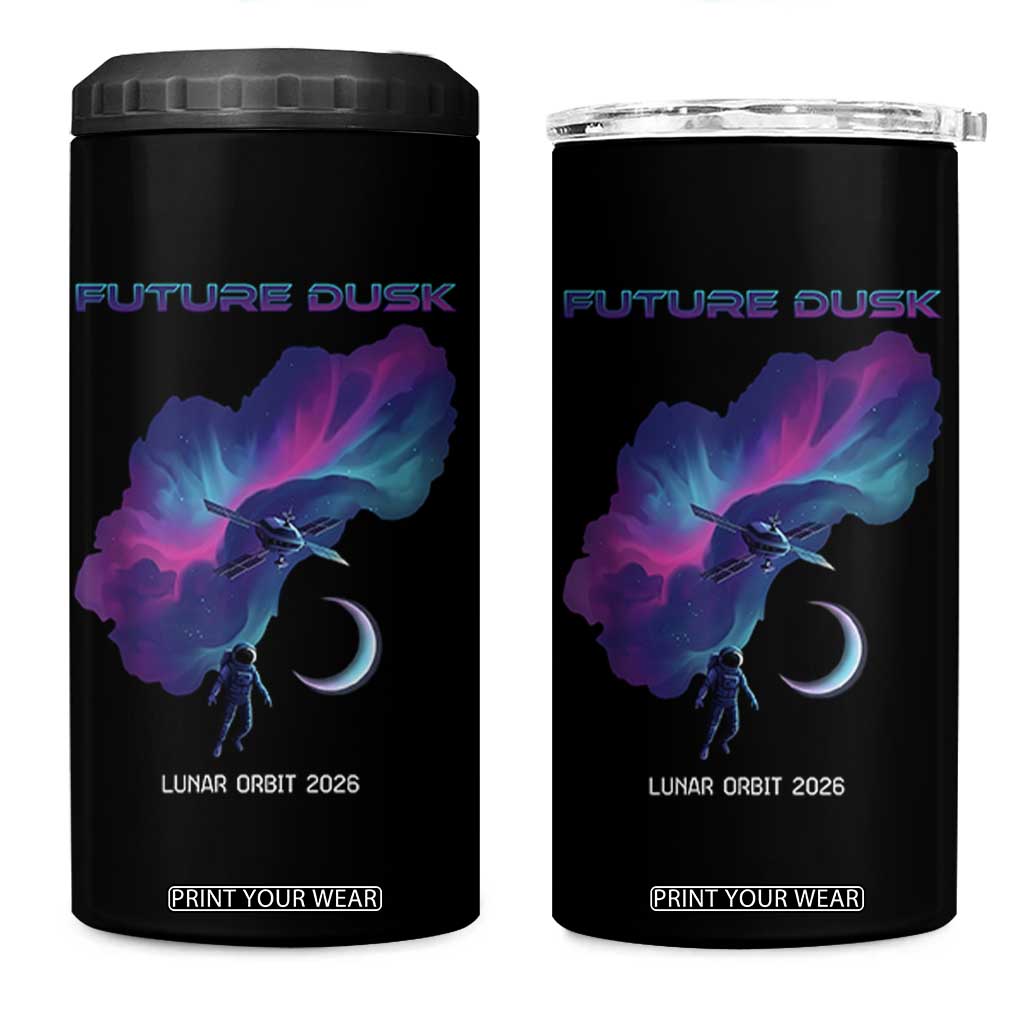 Future Dusk Lunar Orbit 2026 4 in 1 Can Cooler Tumbler Cosmic Nebula Astronaut n Satellite Space Exploration TS02 One Size: 16 oz Black Print Your Wear
