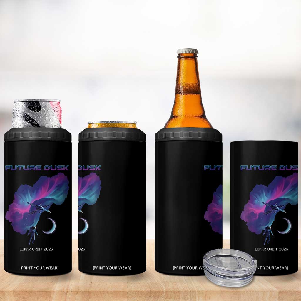 Future Dusk Lunar Orbit 2026 4 in 1 Can Cooler Tumbler Cosmic Nebula Astronaut n Satellite Space Exploration TS02 Print Your Wear