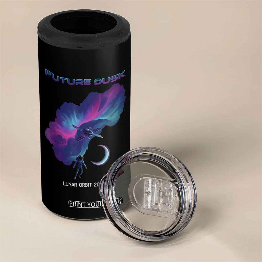 Future Dusk Lunar Orbit 2026 4 in 1 Can Cooler Tumbler Cosmic Nebula Astronaut n Satellite Space Exploration TS02 Print Your Wear