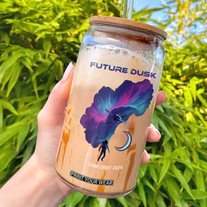 Future Dusk Lunar Orbit 2026 Glass Can Cosmic Nebula Astronaut n Satellite Space Exploration TS02 Black Print Your Wear